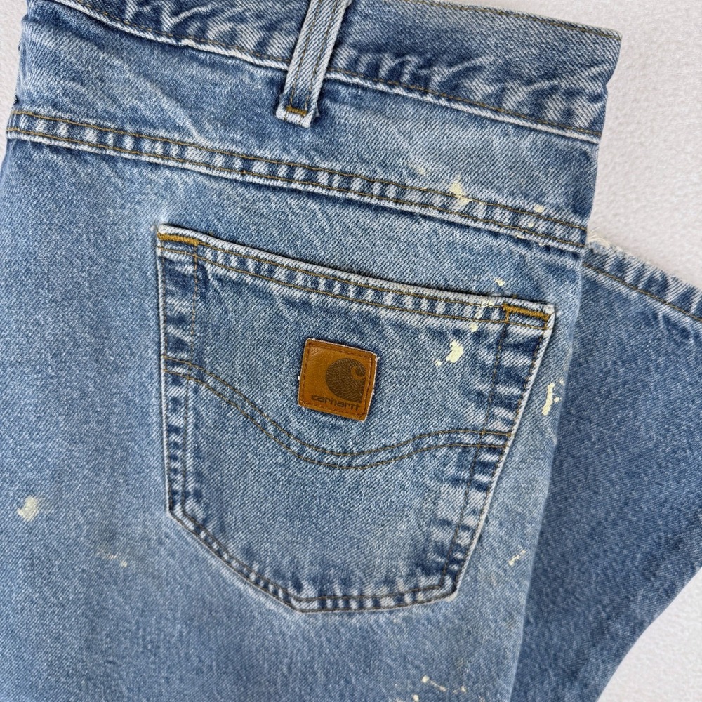 Carhartt B17 DST Jeans Mens 40x32 Blue Relaxed Fit Distressed Paint Splatter